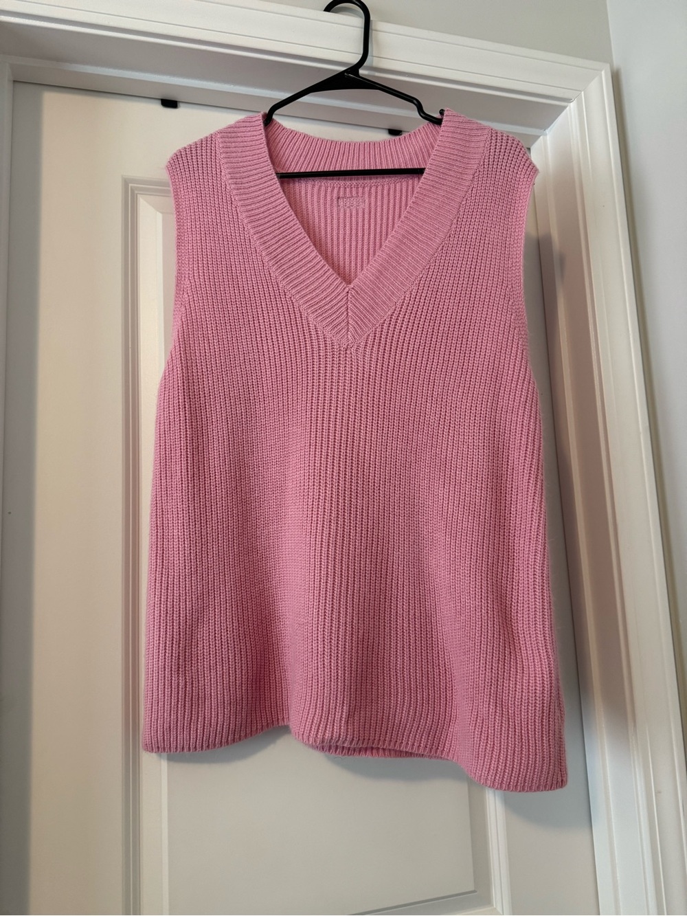 Shein Pink Oversized V-Neck Knit Sweater Vest